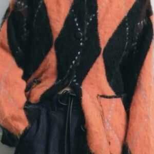 Zara NWT chunky knit jacquard sweater/cardigan